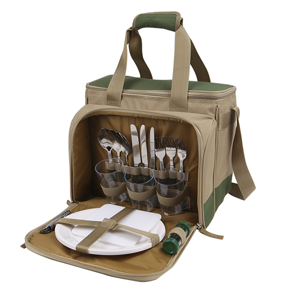 Сумка-холодильник с набором посуды для пикника на 3 персоны nabor_dlya_piknika_tm_arktika_art_4100_3_zelenyy