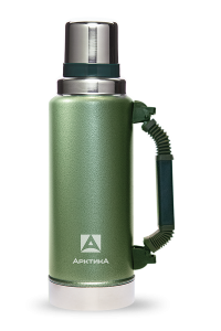 Термос "Уазик" с ручкой ударостойкий зеленый termos_dlya_napitkov_vakuumnyy_bytovoy_tm_arktika_1_25_l_art_106_1250p_zelenyy