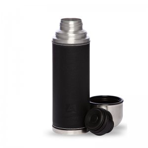 Термос с узким горлом 1 л в кожаной оплетке  termos_bytovoy_vakuumnyy_pitevoy_v_kozhannoy_opletke_chernyy_tm_arktika_1000ml_art_108_1000