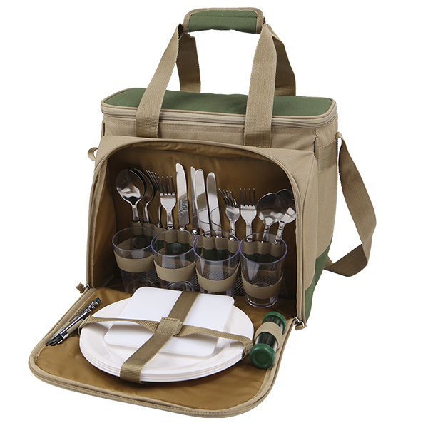 Сумка-холодильник с набором посуды для пикника на 4 персоны nabor_dlya_piknika_tm_arktika_art_4100_4_zelenyy