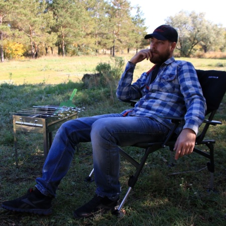 Раскладной стул с мягкой спинкой Раскладной стул с мягкой спинкой