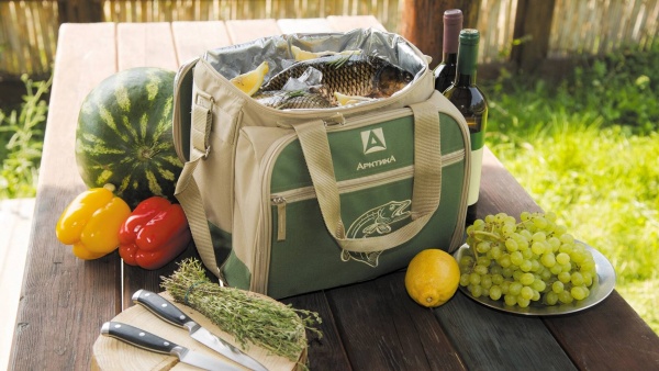 Сумка-холодильник с набором посуды для пикника на 3 персоны nabor_dlya_piknika_tm_arktika_art_4100_3_zelenyy