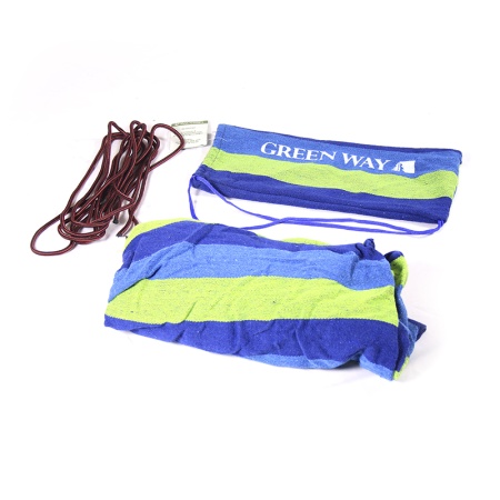 Гамак c деревянным креплением синий в полоску