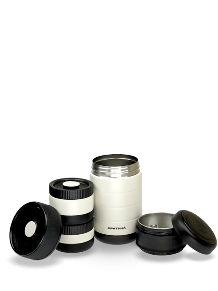 Термос для еды с тремя контейнерами вакуумный, бытовой, тм «Арктика», 1.3 л, арт. 308-1300 termos_dlya_edy_s_tremya_konteynerami_vakuumnyy_bytovoy_tm_arktika_1_3_l_art_308_1300