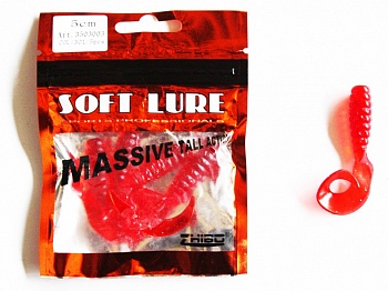 Твистер  красный  ZHIBO 5СМ   (уп-5шт) tvister_krasnyy_zhibo_5sm_up_5sht