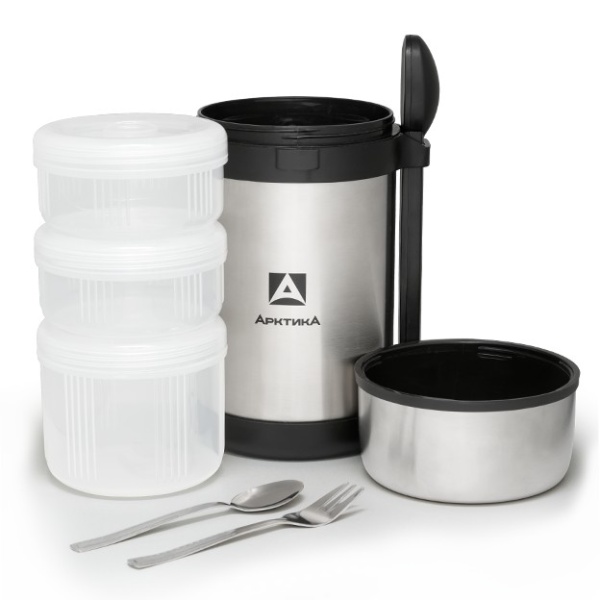 Термос пищевой с 3-мя контейнерами 1,5 л termos_vakkumnyy_bytovoy_s_3_mya_konteynerami_tm_arktika_1500ml_art_403_1500_