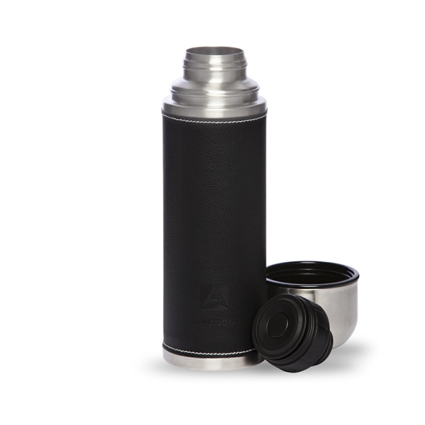 Термос с узким горлом 700 мл в кожаной оплетке  termos_bytovoy_vakuumnyy_pitevoy_v_kozhanoy_opletke_chernyy_tm_arktika_700ml_art_108_700