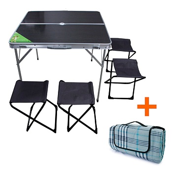 Стол раскладной 86x81x69см+4 табурета 25х29х39см(цвет холодный венге) в подарок Плед 2*2м  stol_raskladnoy_86x81x69sm_4_tabureta_25kh29kh39sm_tsvet_kholodnyy_venge_v_podarok_pled_2_2m_